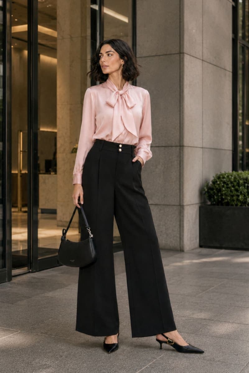 The Soft Power Edit — The Baby Pink and Black Work Outfit Formula
