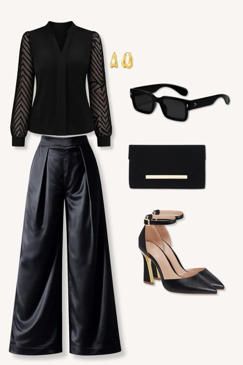 The 'Midnight' Edit — How to Style Black Satin Pants for Evening