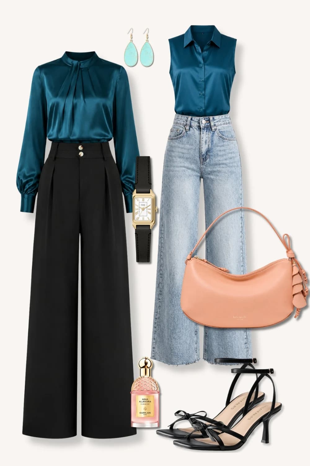 Flatlay showing the formula for The Teal Edit — How to Make a Teal Outfit Look Expensive