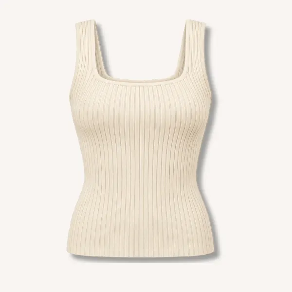 MEROKEETY Women's Summer Casual Ribbed Knit Square Neck Basic Tank Top